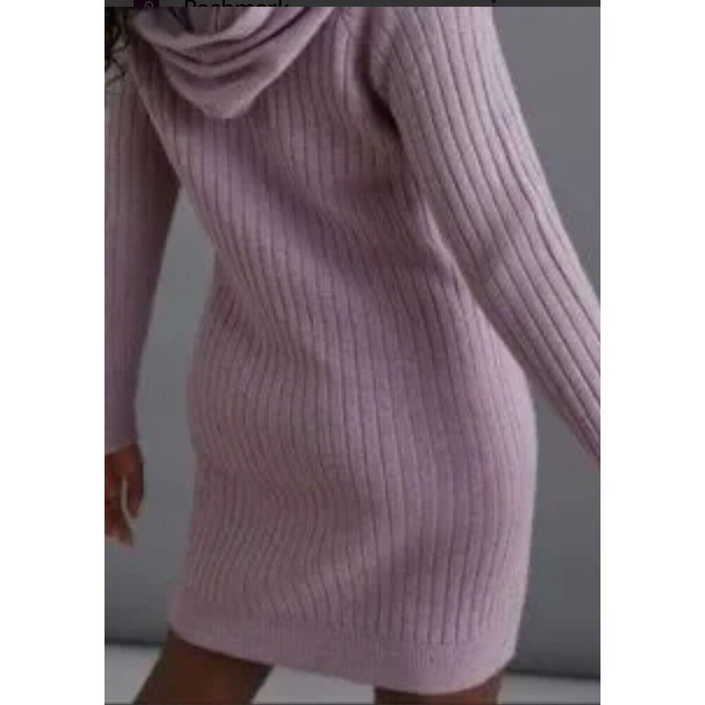 Anthropologie Saturday‎ Sunday Hera Hooded Sweater Dress Ribbed Lavender, Size M